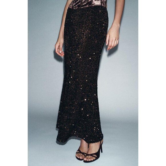 ZARA LONG SEQUIN SKIRT - Picture 3 of 8